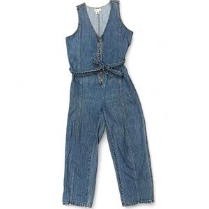Madewell Classic Blue Denim Sleeveless Jumpsuit